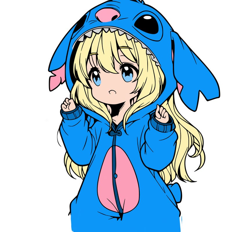 anime girl in a stitch onsie