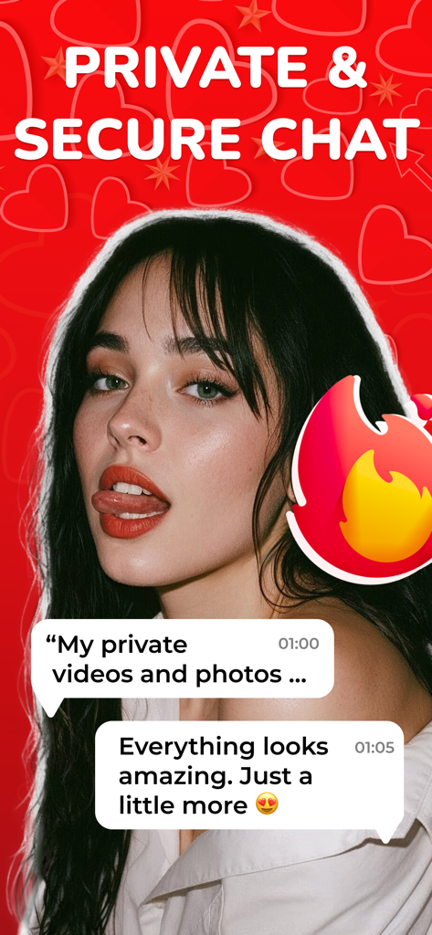 AI Girlfriend Chat : Jelly - Private and secure chat screen from AI Girlfriend Jelly app featuring a woman and flirtatious text bubbles.