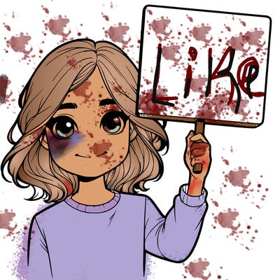 realistic girl holding up a sign