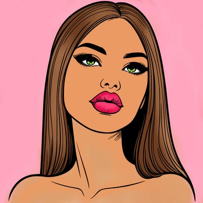 realistic woman with full lips