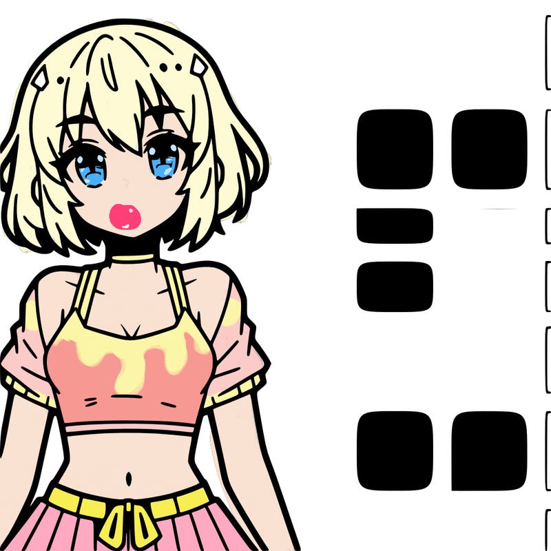 anime girl with a crock top on