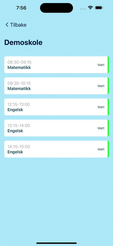 NOA Notice Of Attendance - Daily school schedule with attendance status in the NOA app