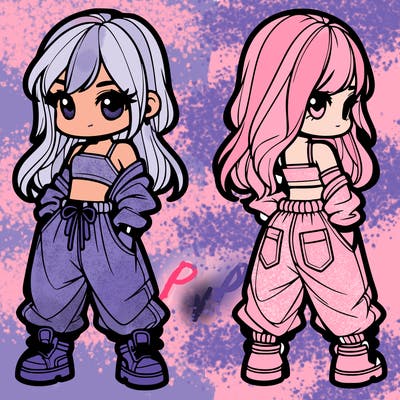 girl in crop top and baggy pants