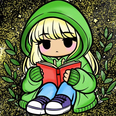 girl in oversized hoodie reading a book