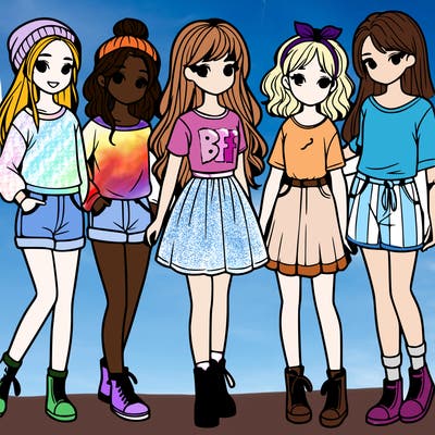 a group of five girls