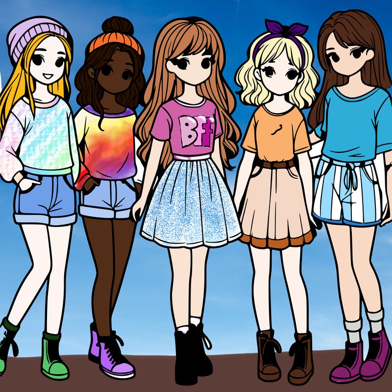 a group of five girls