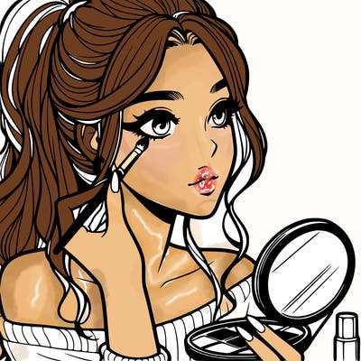 a realistic girl doing her makeup
