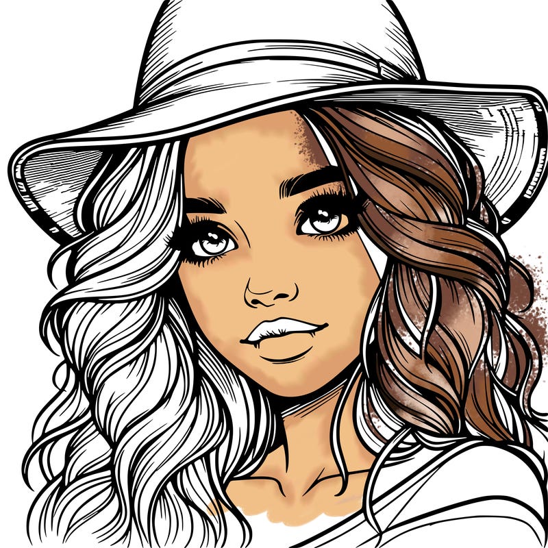 realistic girl with hat