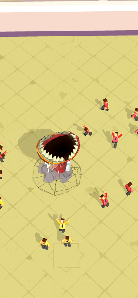 Giant alien worm with sharp teeth emerging from the ground to devour people