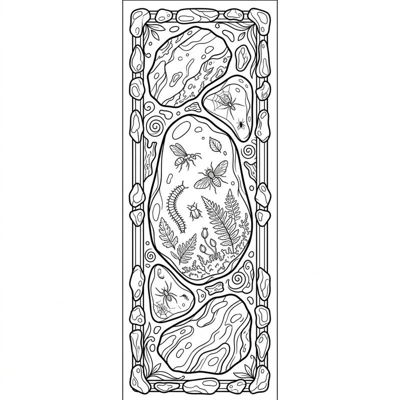 Dive into an ancient world with this unique fossilized amber bookmark coloring page, perfect for anyone fascinated by natural history and intricate designs. Bring prehistoric insects and plants to life with your favorite colors as you create a one-of-a-kind marker for your books.