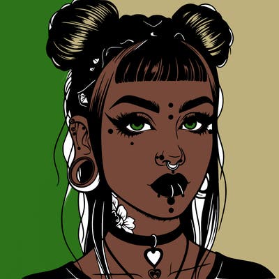 realistic trad goth girl with piercings