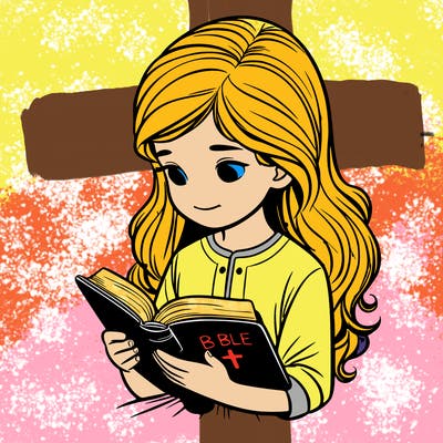 realistic girl reading the bible
