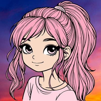 realistic girl with ponytail