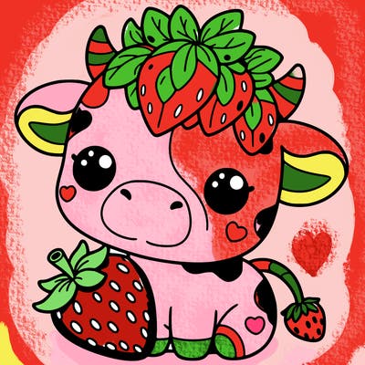 cute strawberry cow