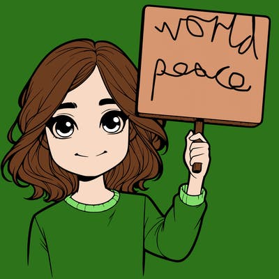 realistic girl holding up a sign