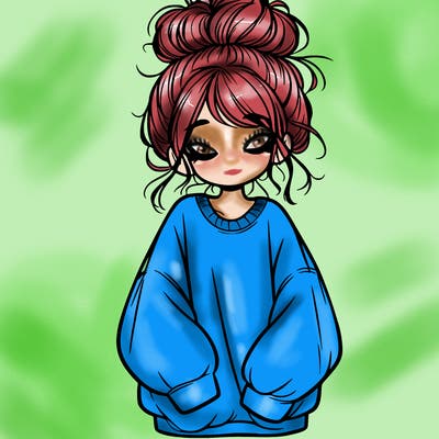 girl with baggy sweatshirt and messy bun