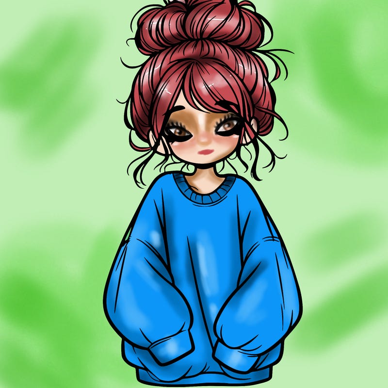 girl with baggy sweatshirt and messy bun