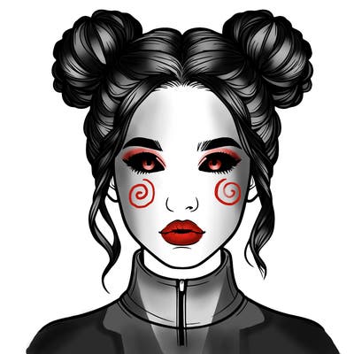 realistic woman that has space buns