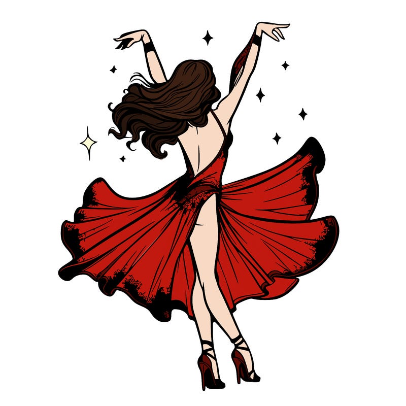 dancer dancing with a shimmery costume on realistic