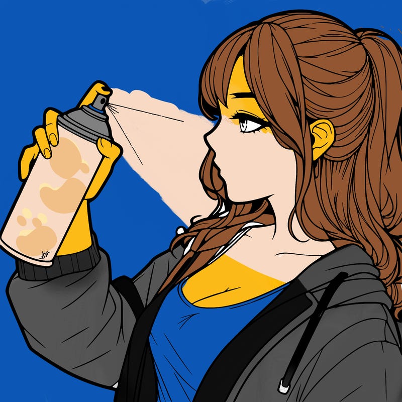 a realistic girl spray, painting