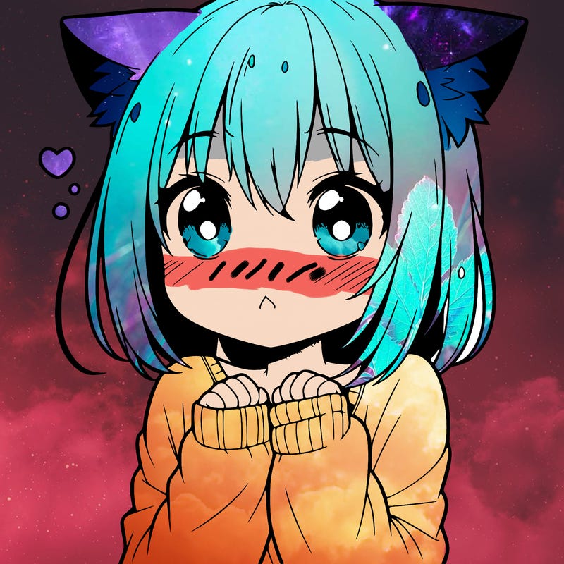 shy anime catgirl