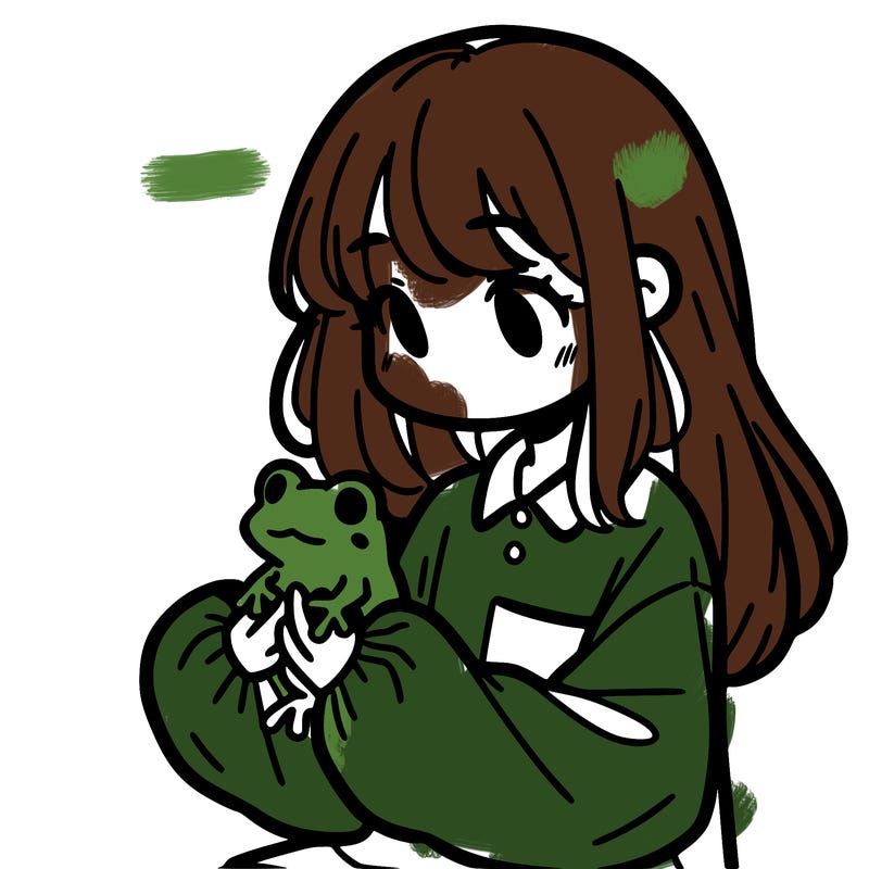 girl with long hair and a oversized shirt. and she is holding a frog