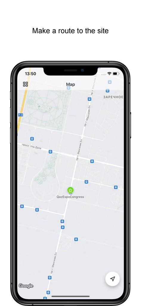Event.A - Event.Aモバイルアプリインターフェース、イベント会場へのナビゲーションのための場所ピン付きマップを表示