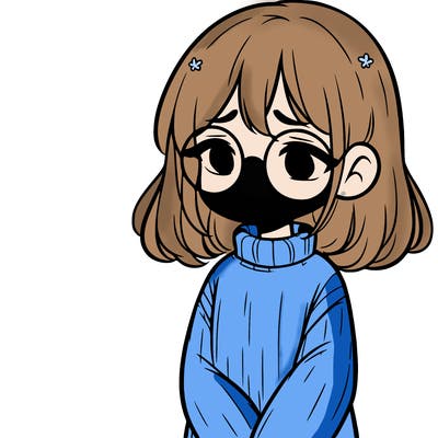sad girl with glasses in a sweater