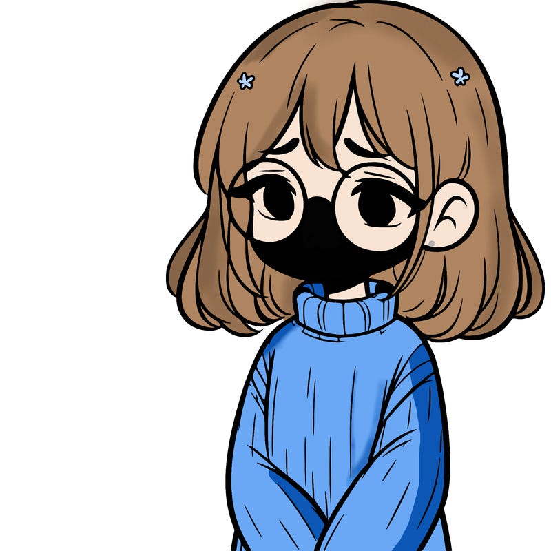 sad girl with glasses in a sweater