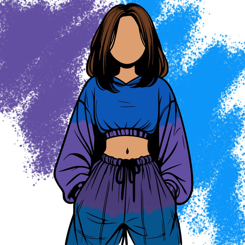 realistic girl faceless with baggy pants and a crop top