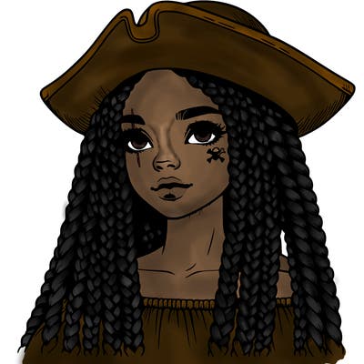 realistic girl with box braids and i realistic pirate hat