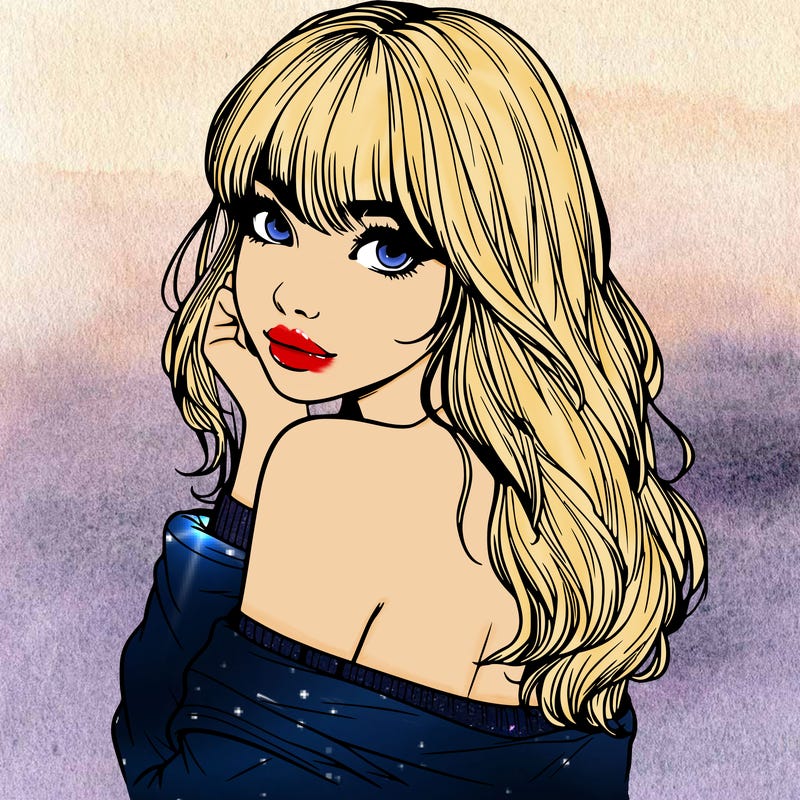 realistic girl with bangs looking over her shoulder