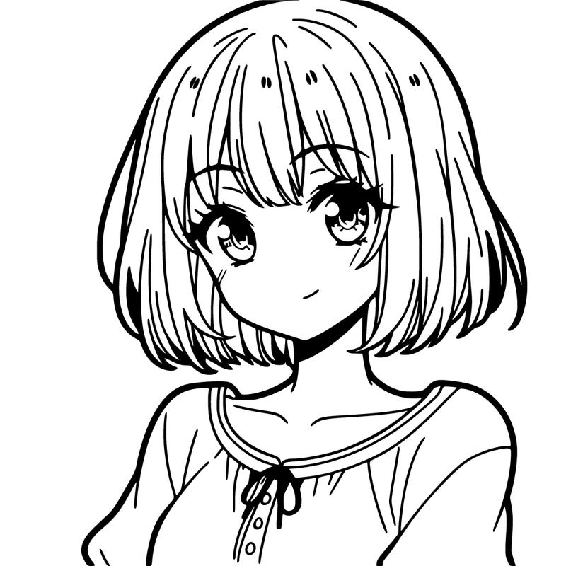 anime girl with short hair bangs