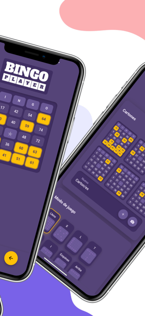 Bingo Player - Aplicación móvil Bingo Player mostrando cartones de bingo digitales y modos de juego