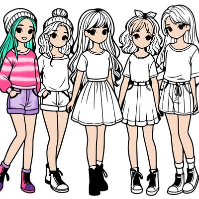 a group of five girls