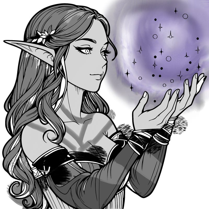 realistic elf girl doing magic