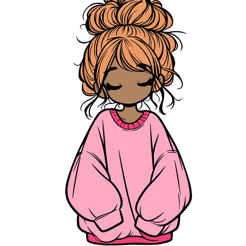 girl with baggy sweatshirt and messy bun