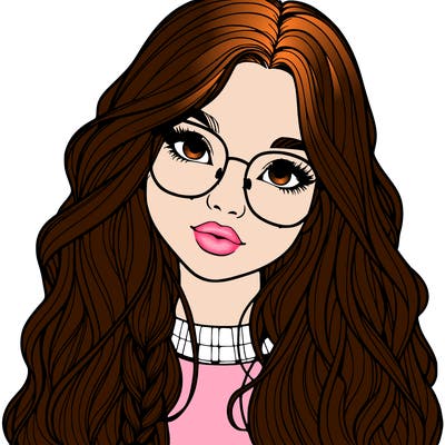 girl with long hair and freckles and glasses realistic