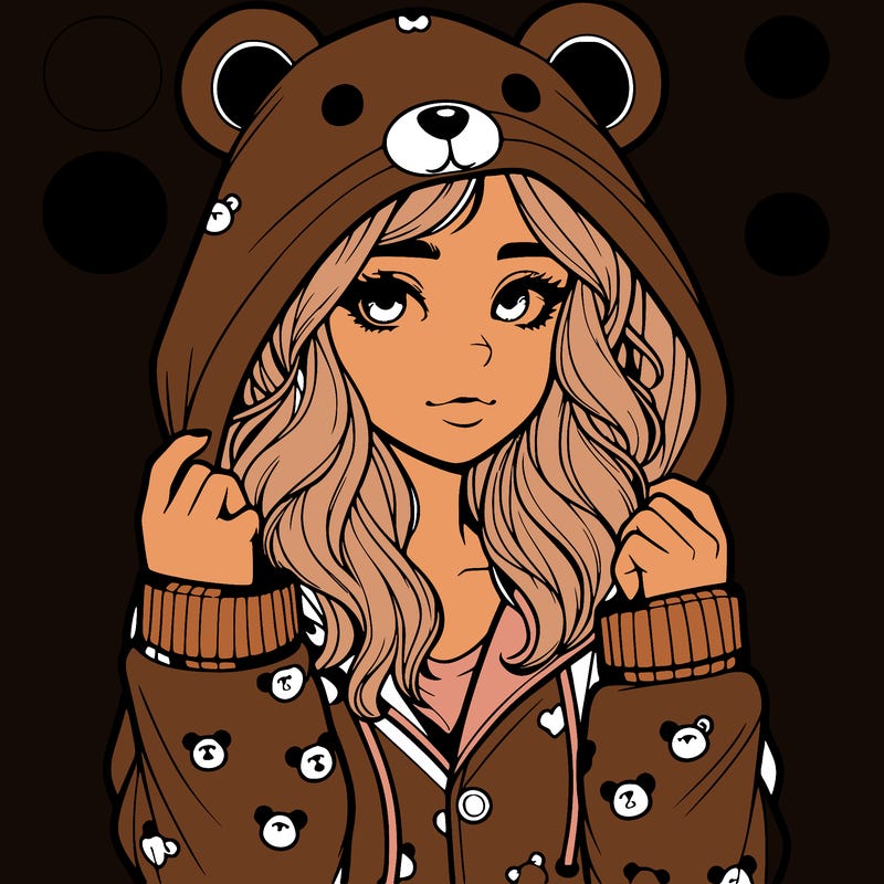 realistic girl in a animal pjs hoodie