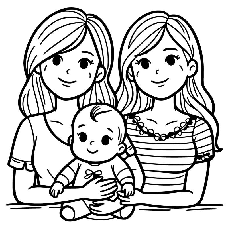 two women with their baby