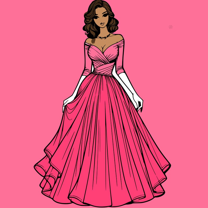 realistic woman in a beautiful dress