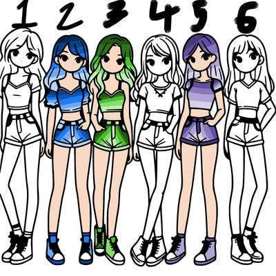 a group of girls wearing crop tops and shorts