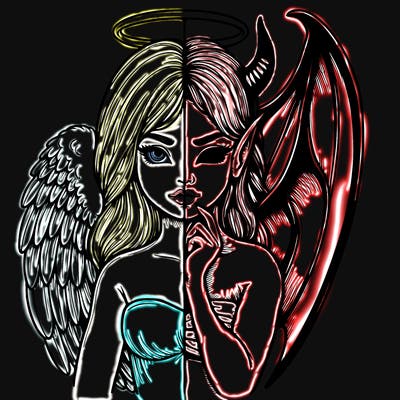 realistic angel half demon