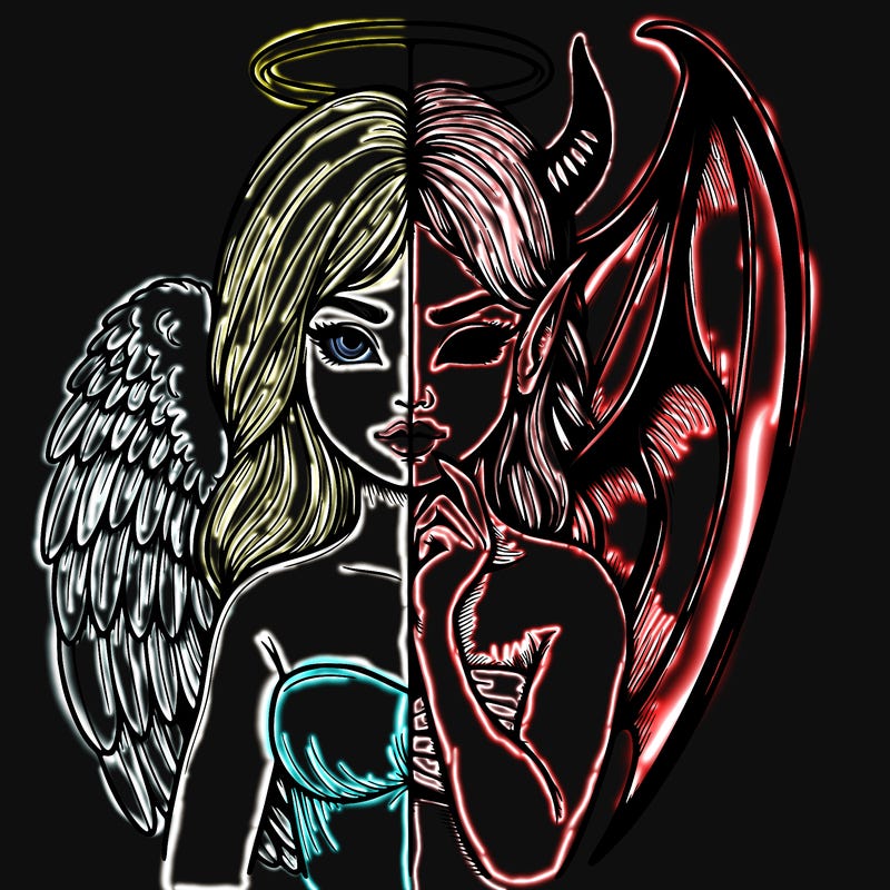 realistic angel half demon