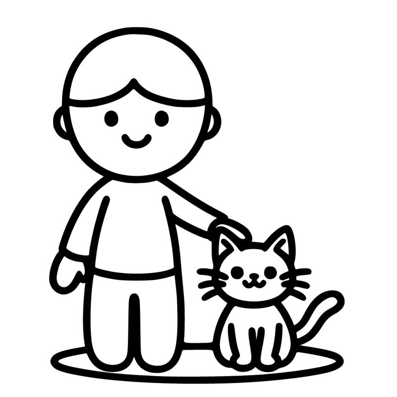 person and a cat