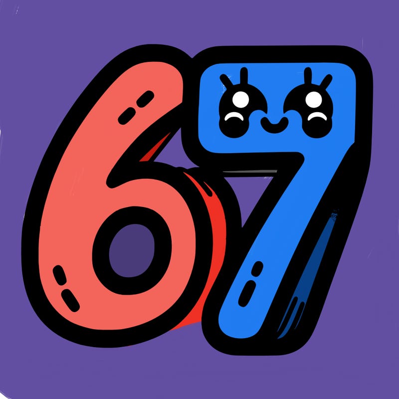 the numbers 67