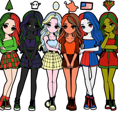 a group of girls realistic