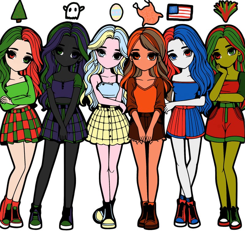 a group of girls realistic