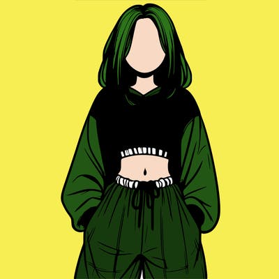 realistic girl faceless with baggy pants and a crop top