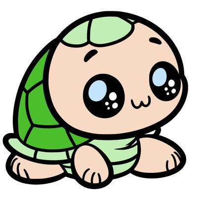 cute little animated turtle